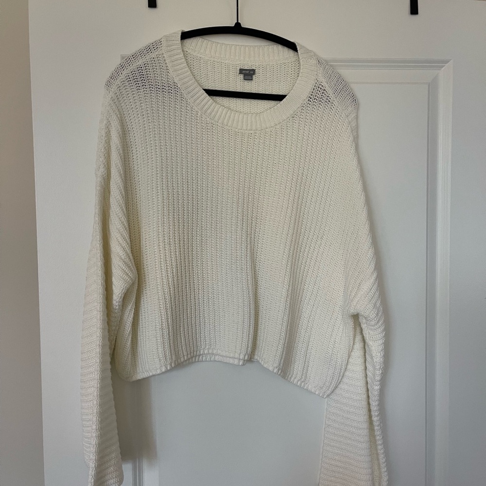 Aerie Cozy White Knit Sweater Size Medium